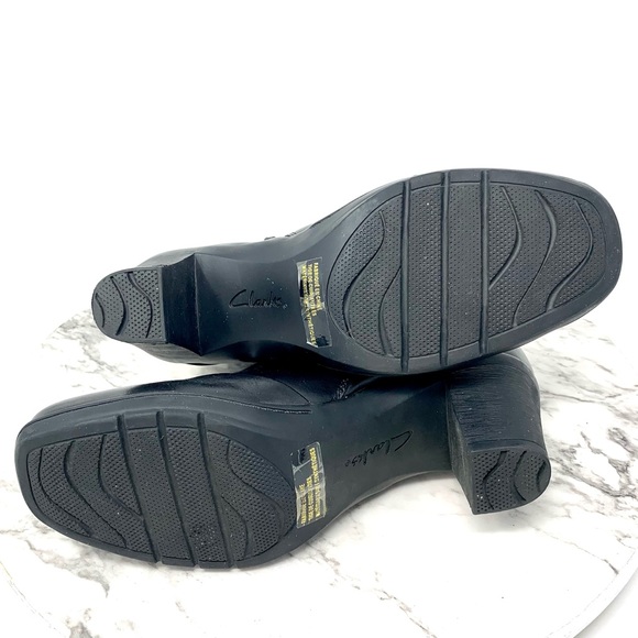 Clarks Black Leather Comfort Ankle Booties 7 Lagenlook Fall Winter Classic Chic - Picture 8 of 12